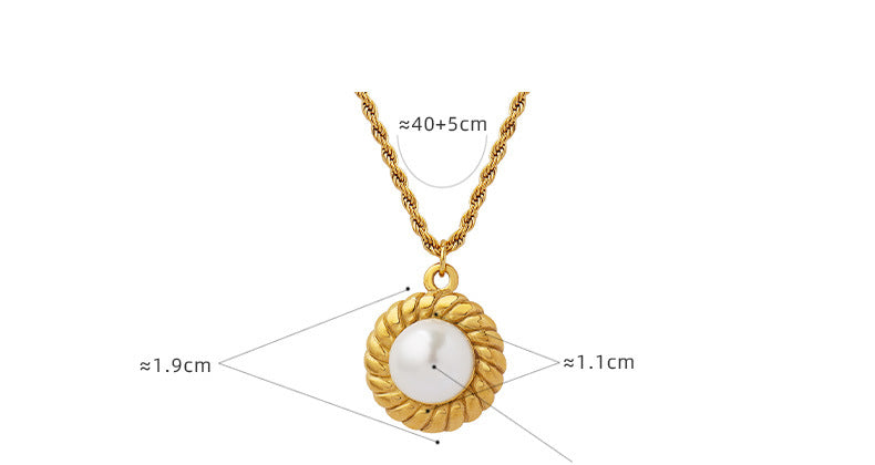 18K Plated Gold Ehancer Pearl Pendant Necklace