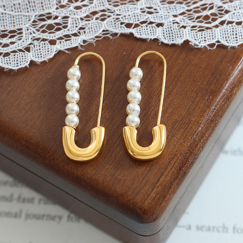 Pearl Paperclip Earrings