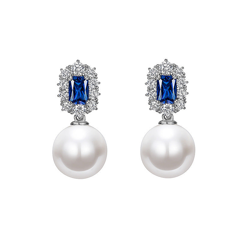 Pearl And Sapphire Earrings