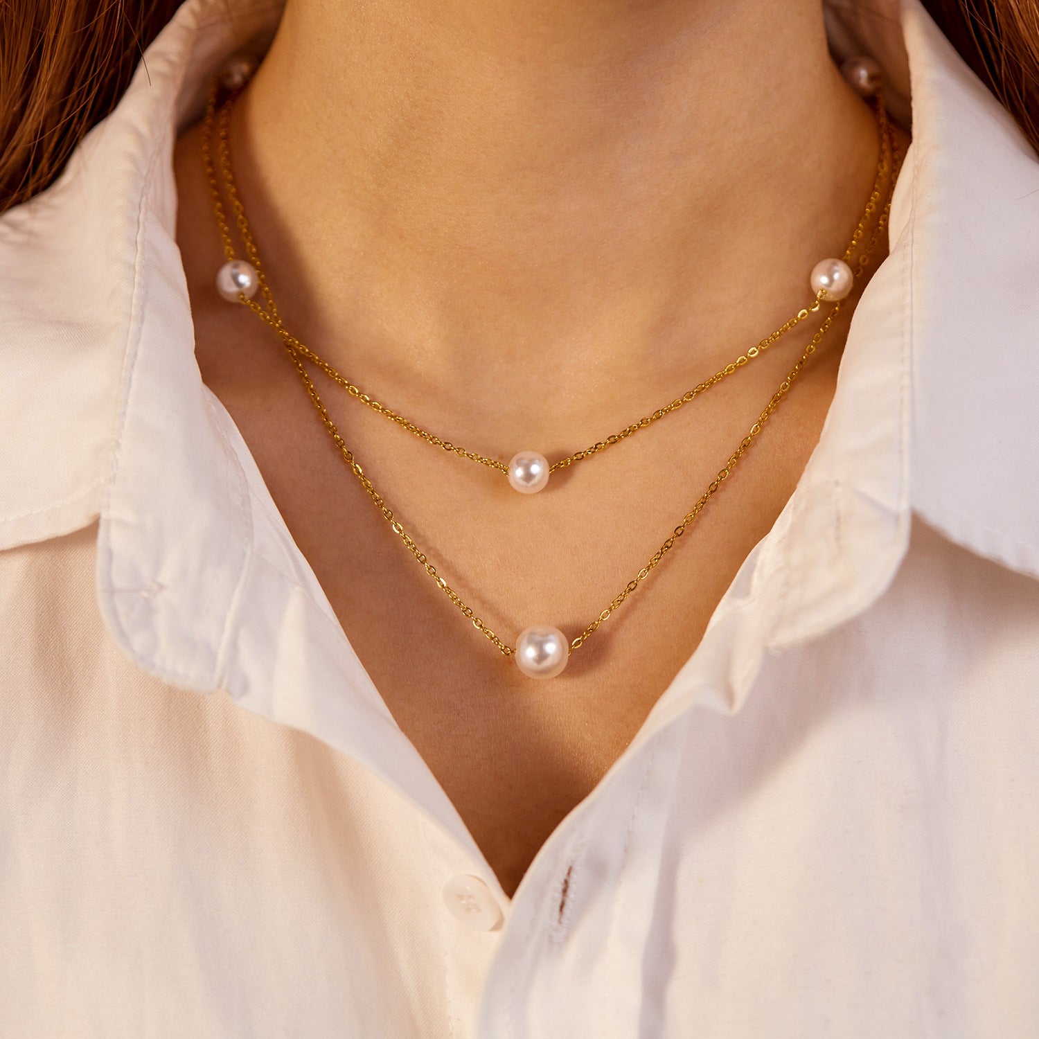 Two Layer Floating Pearl Necklace