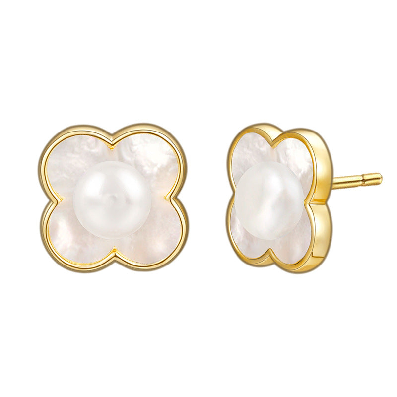 Pearl Clover Stud Earrings