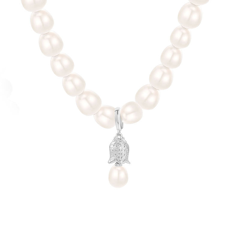 Luxury Bell Pendant Freshwater Pearl Necklace