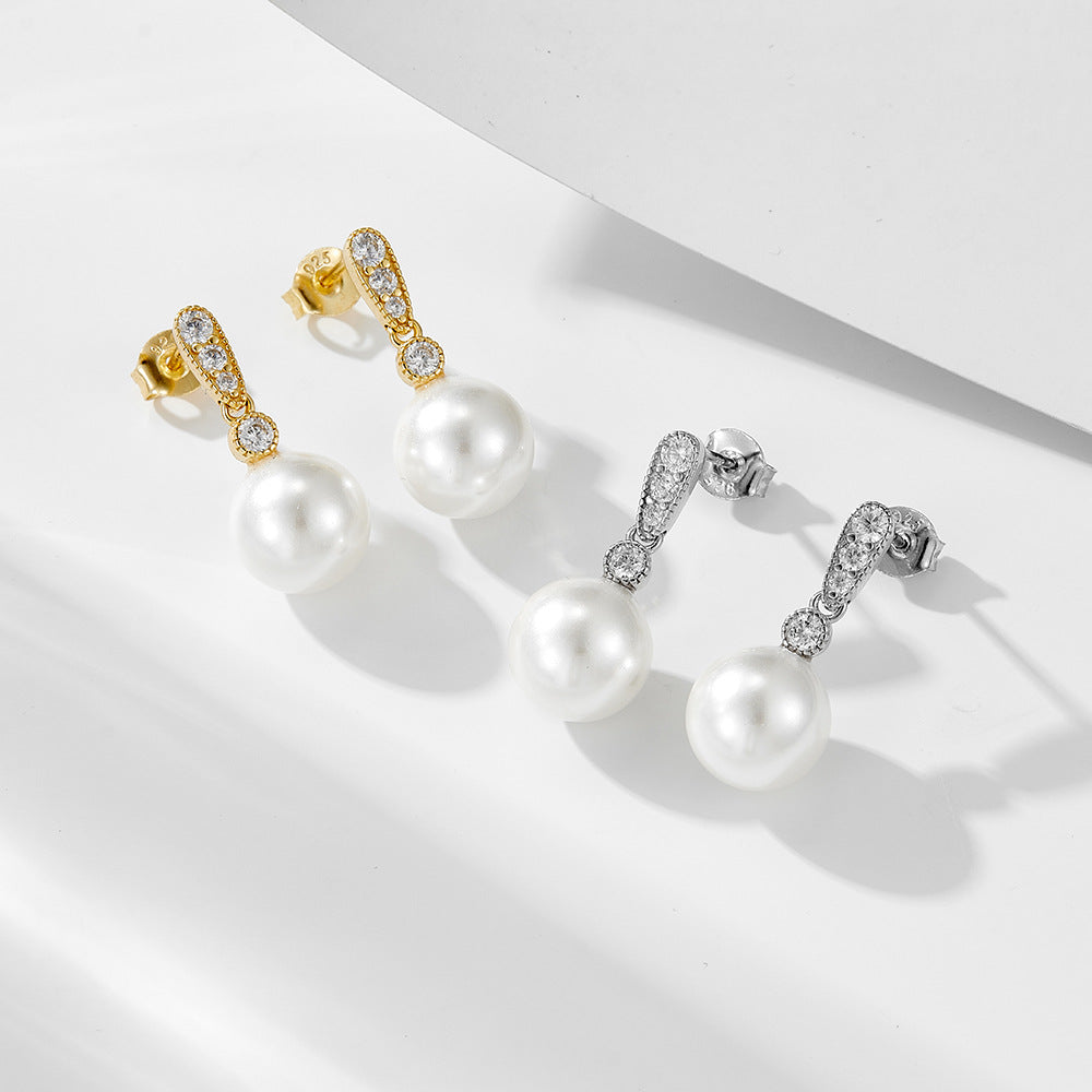 Prom Diamond and Pearl Earrings