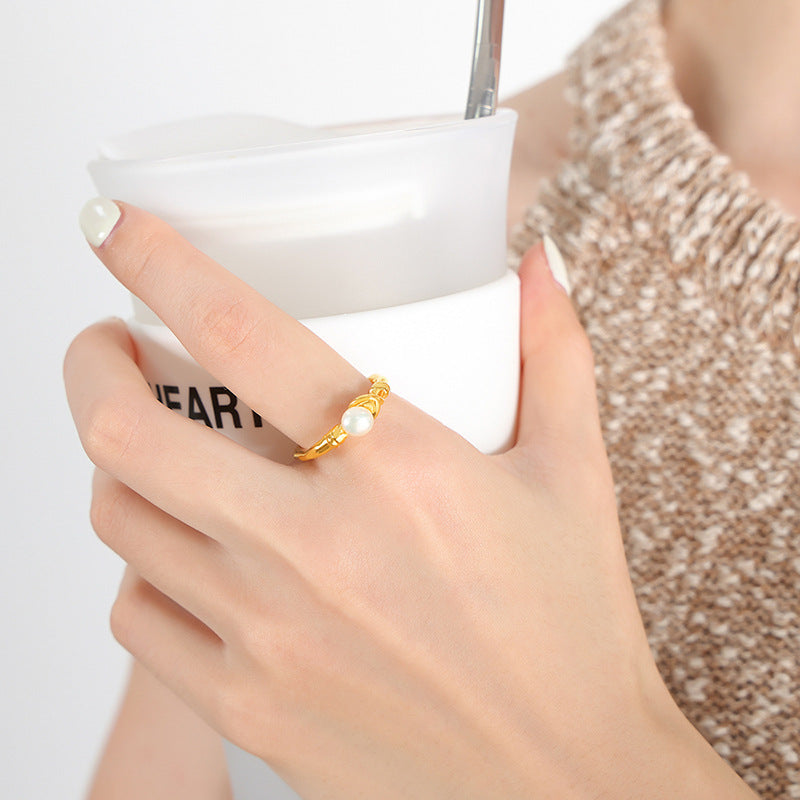 Irregular Open Mouth Freshwater Pearl Ring