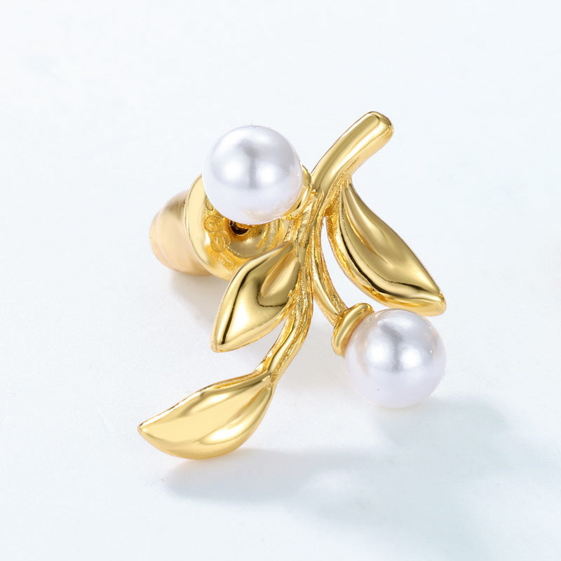 Pearl and Leaf Earrings