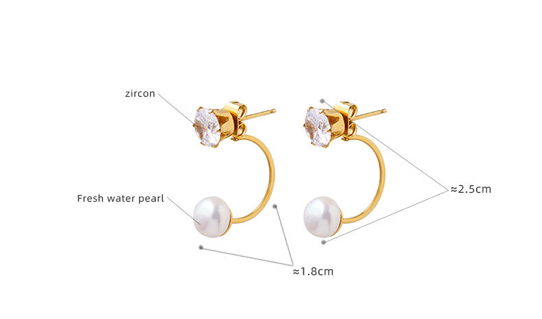 Two Wear Ways Zircon And Pearl Stud Earring