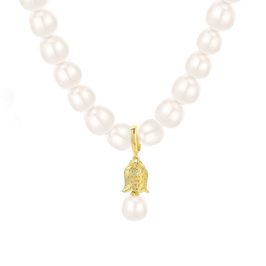 Luxury Bell Pendant Freshwater Pearl Necklace