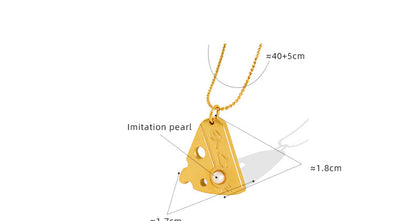 Geometric Hollow Triangle Inlay Pearl Pendant Necklace