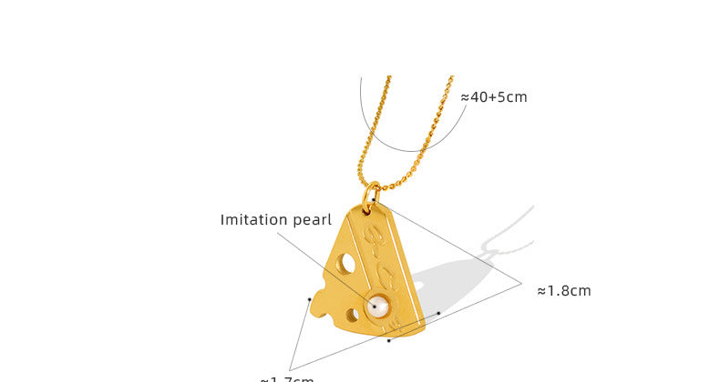 Geometric Hollow Triangle Inlay Pearl Pendant Necklace