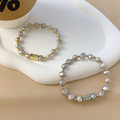 Lucky Natural Grey Baroque Pearl Bracelet