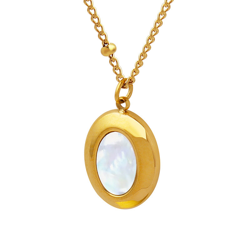 Enhancer Oval Mother of Pearl Pendant Necklace