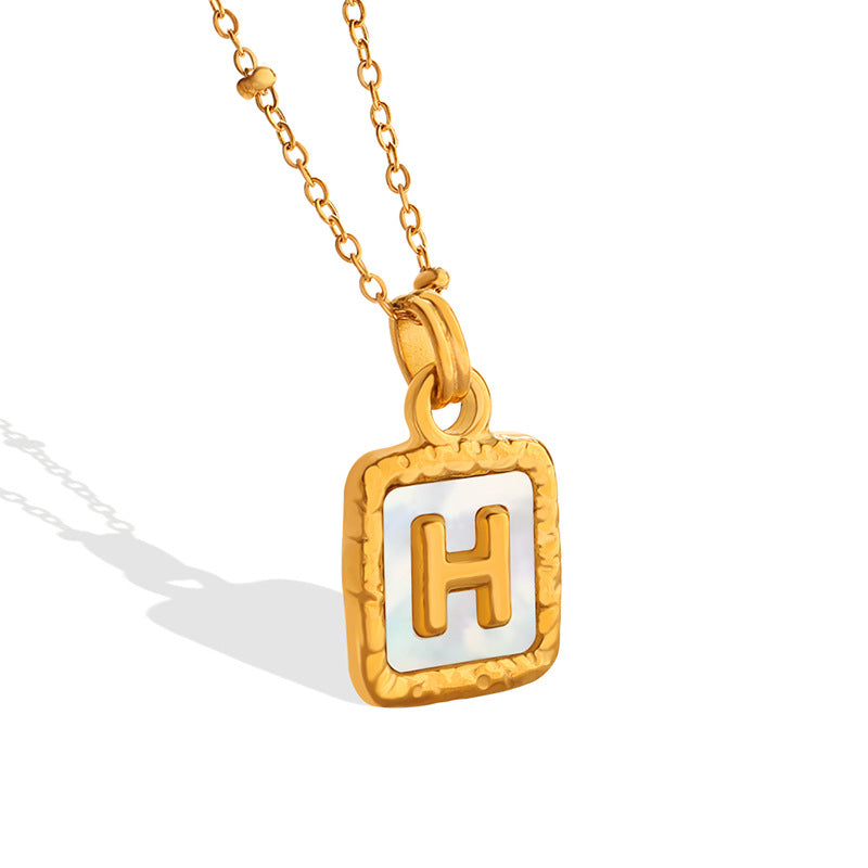 Square Letter H Pendant Necklace