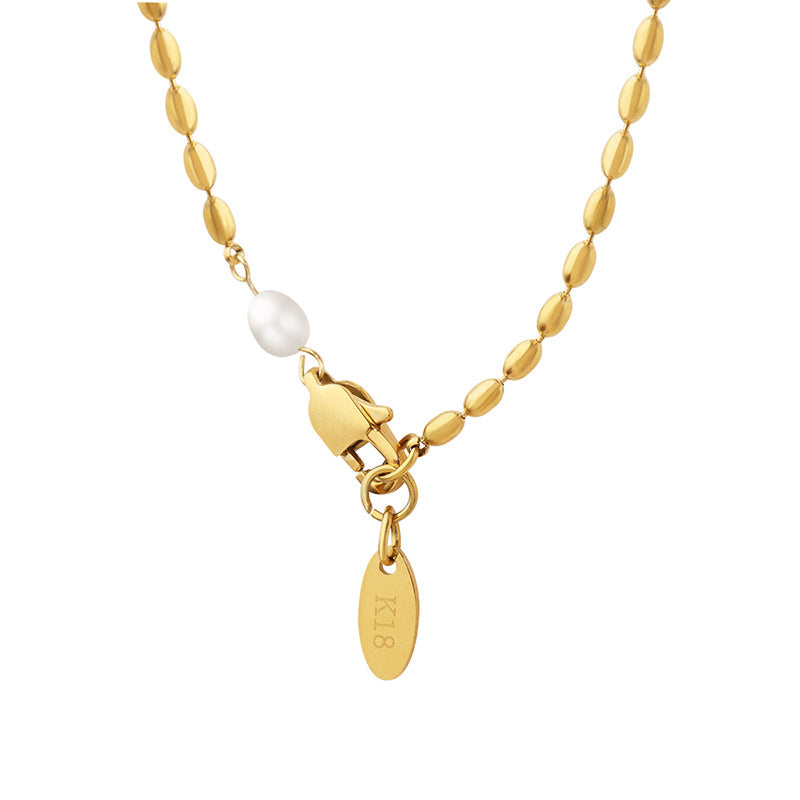 18K Gold Plated Oval Bead Chain Necklace