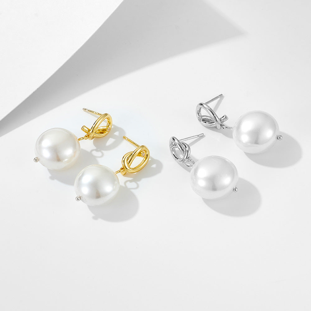 Knot Dangle Pearl Earrings