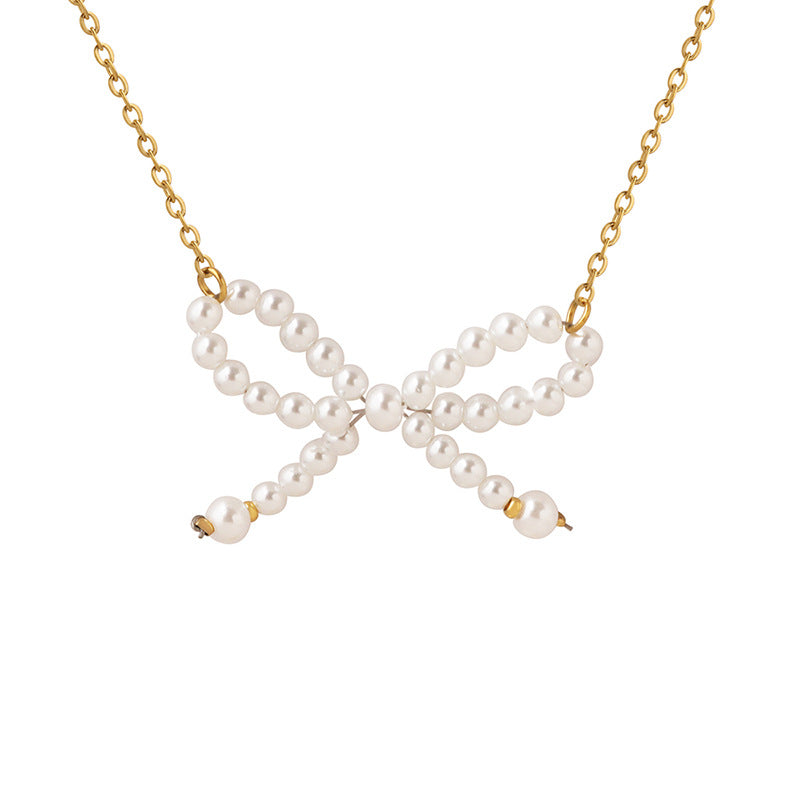 Pearl Bow Pendant Necklace