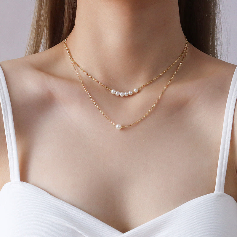 Simple Style Pearl Pendant Necklace