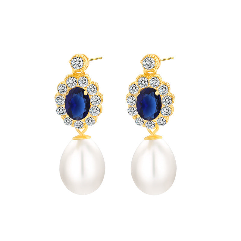 Classic Gem Diamond Pearl Earrings