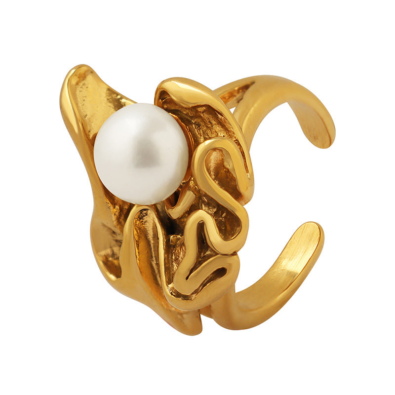 Irregular Lava Pearl Ring