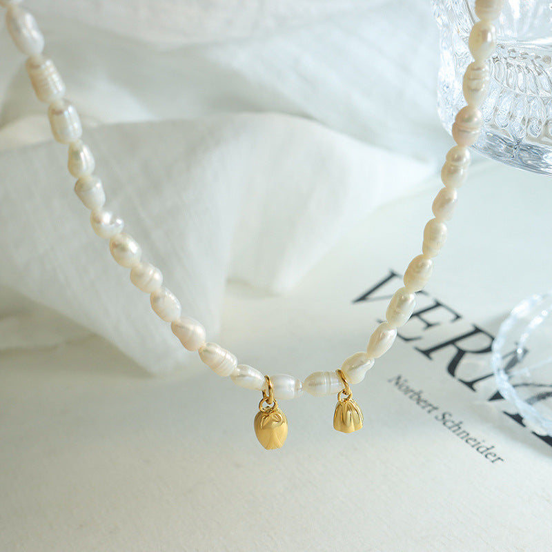 Lotus Pod Pendant Baroque Pearl Necklace