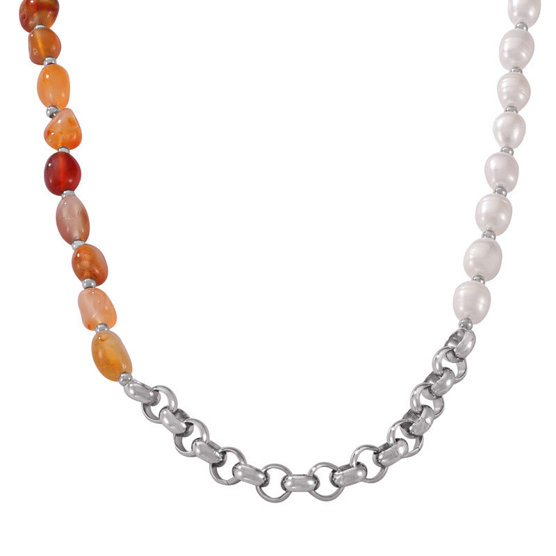 Chic Natural Stone Freshwater Pearl Necklace