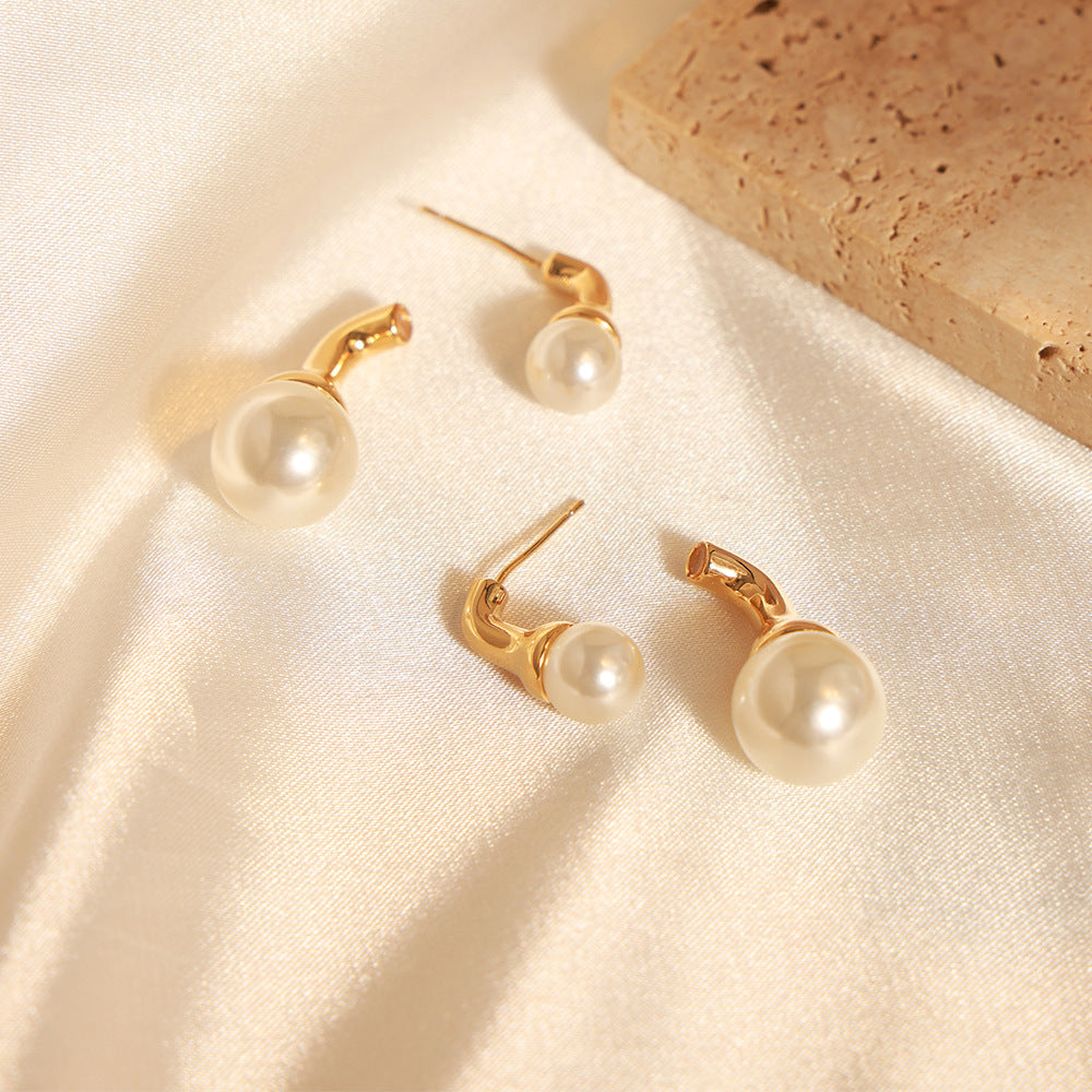 Front and Back Pearl Stud Earrings