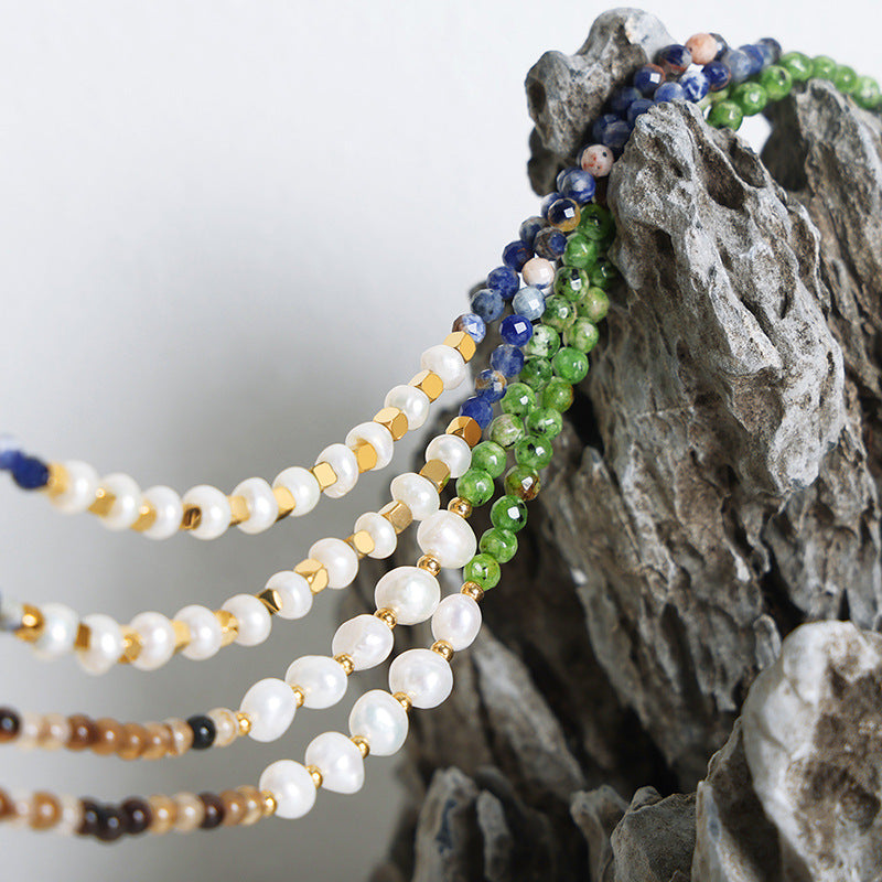 Natural Freshwater Pearl Turquoise Beaded Necklace