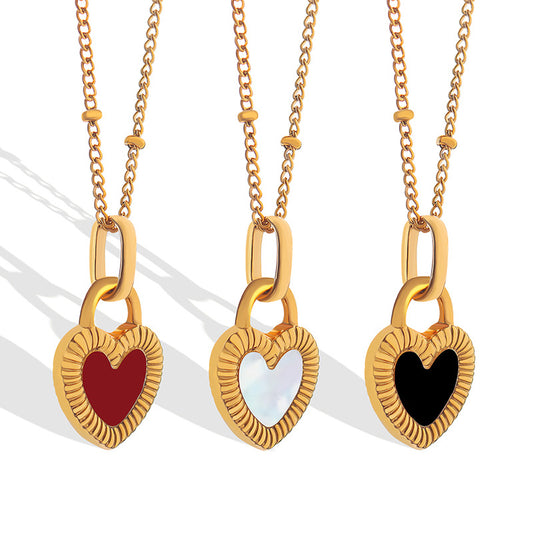 Double Sided Two Colors Heart Necklace