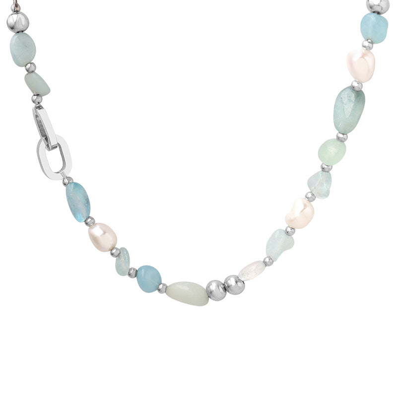 Bohemia Style Natural Stone Freshwater Pearl Necklace