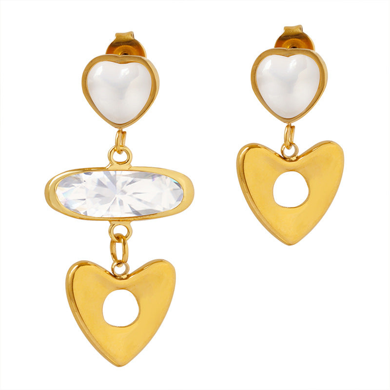 AB Style Asymmetrical Pearl Heart Earring