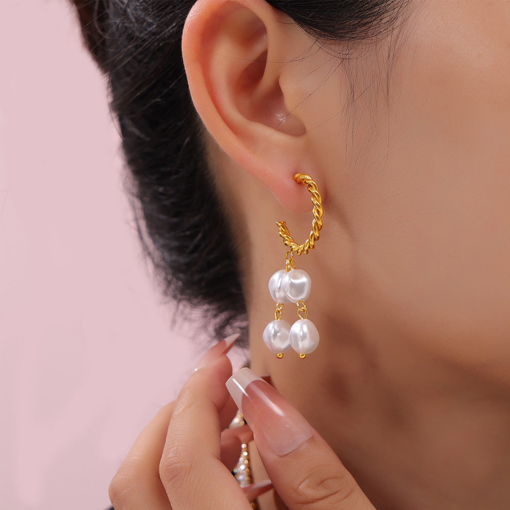 Prom Tassel Pearl Drop Earrings