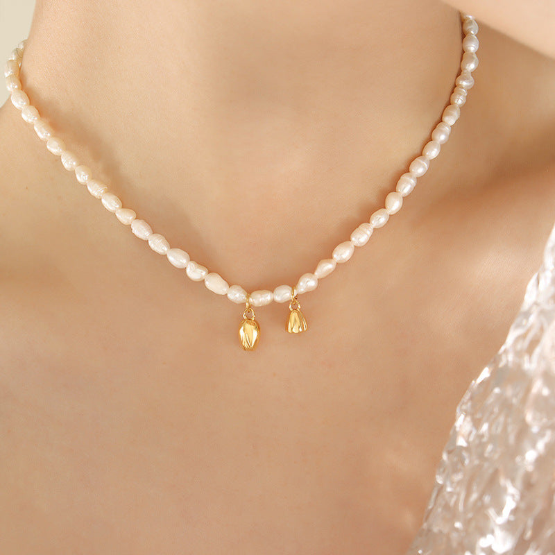 Lotus Pod Pendant Baroque Pearl Necklace