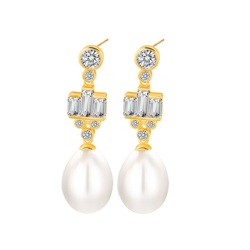 Light Luxury Royal Style Pearl Dangle Earrings