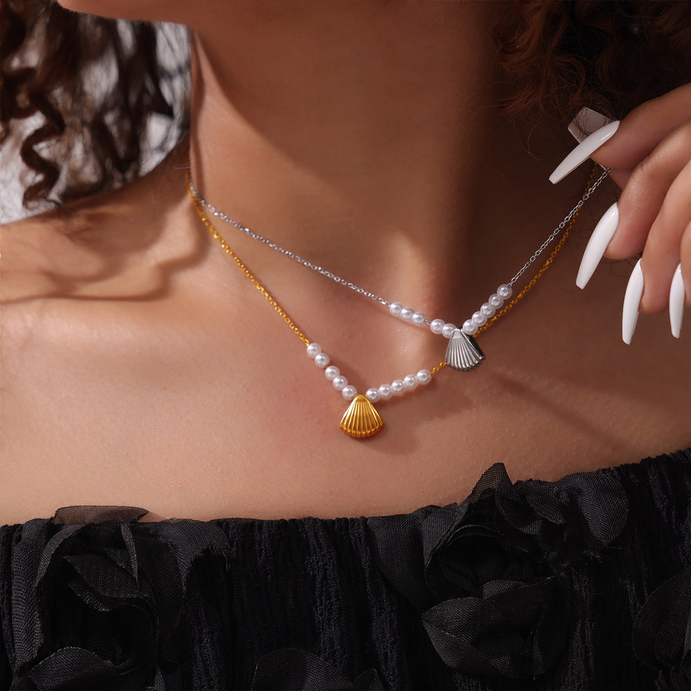 Floating Pearls Shell Pendant Necklace