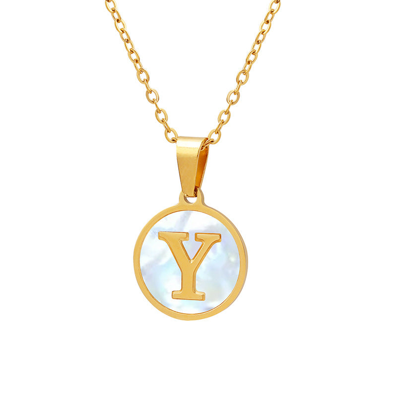 A-Z Initial Round Coin Pendant Letter Necklace