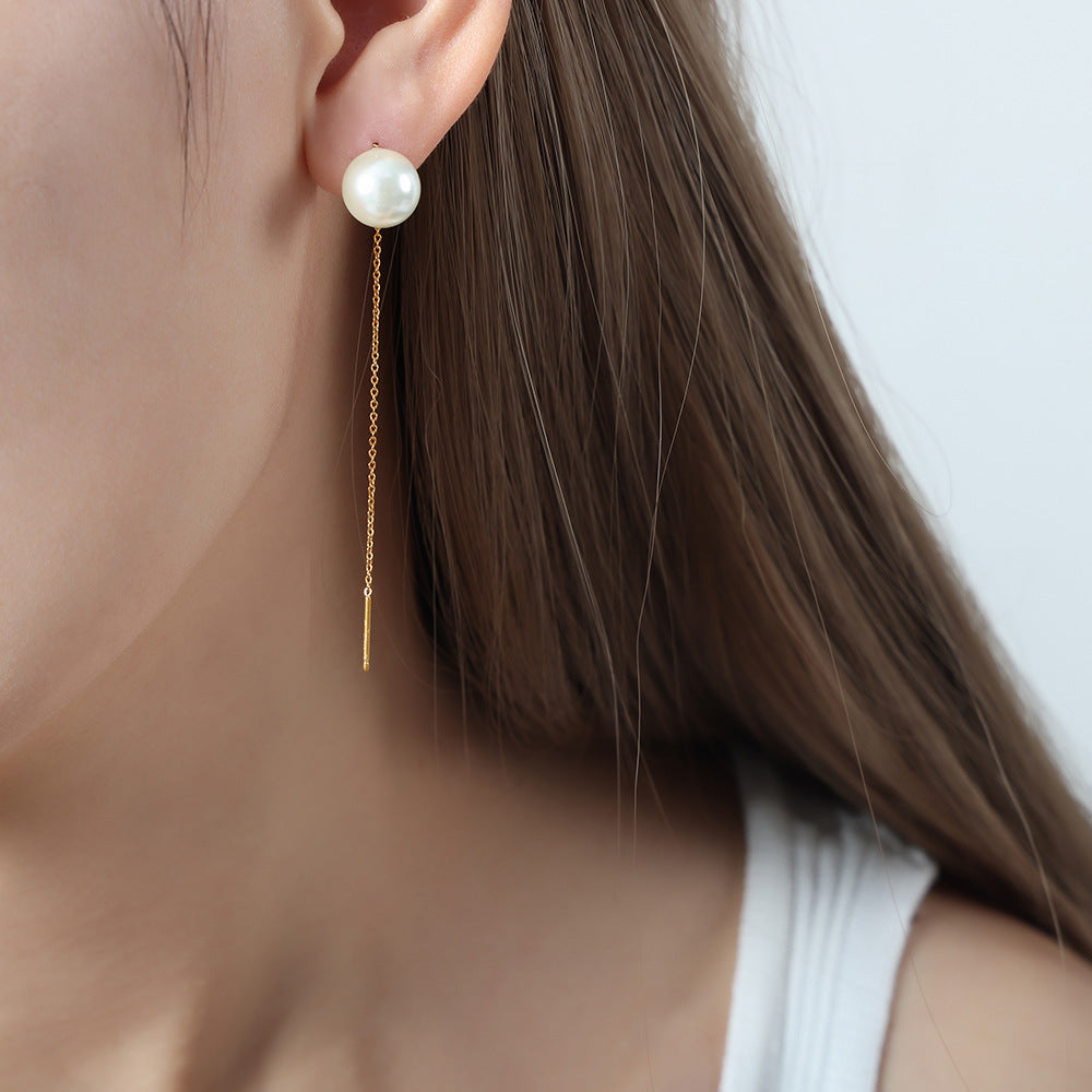 Linear Pearl Drop Earrings