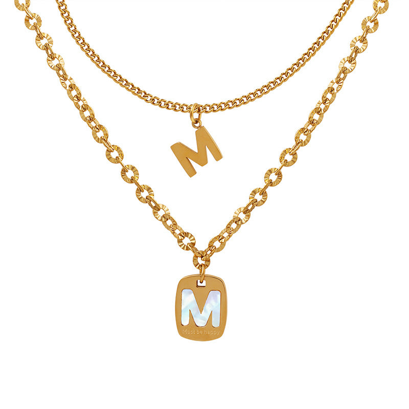 2 Stacked Letter M Pendant Necklace