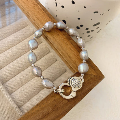 Natural Grey Baroque Pearl Bracelet