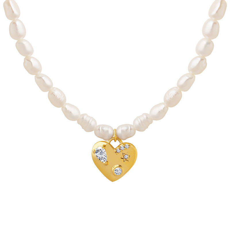 Freshwater Pearl Necklace With Heart Pendant