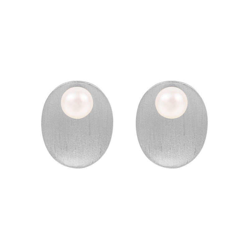 Retro Matt Round Plate Pear Earrings