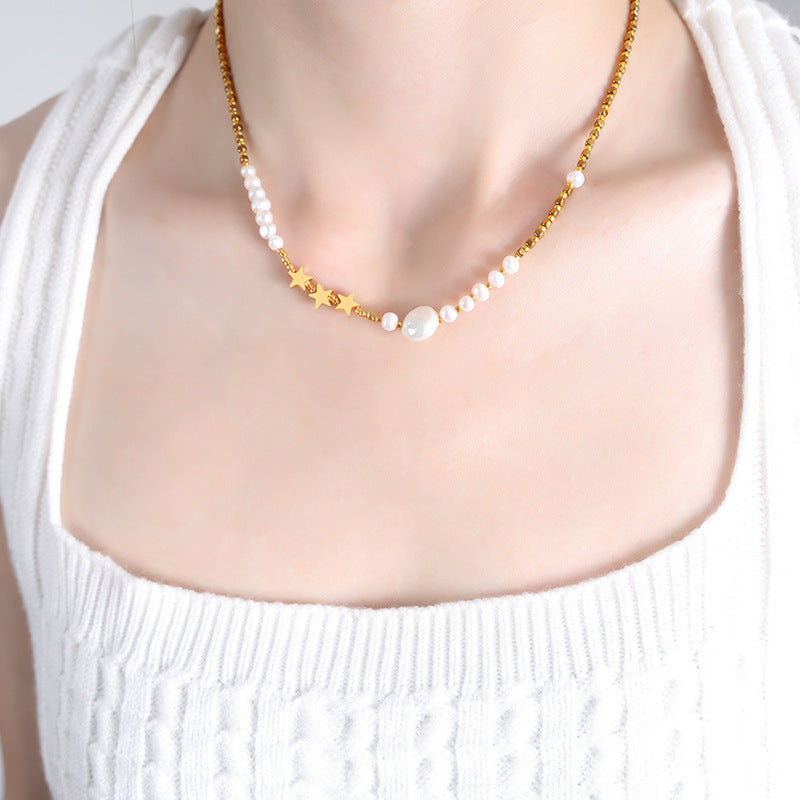 Star Stitching Freshwater Pearl Necklace