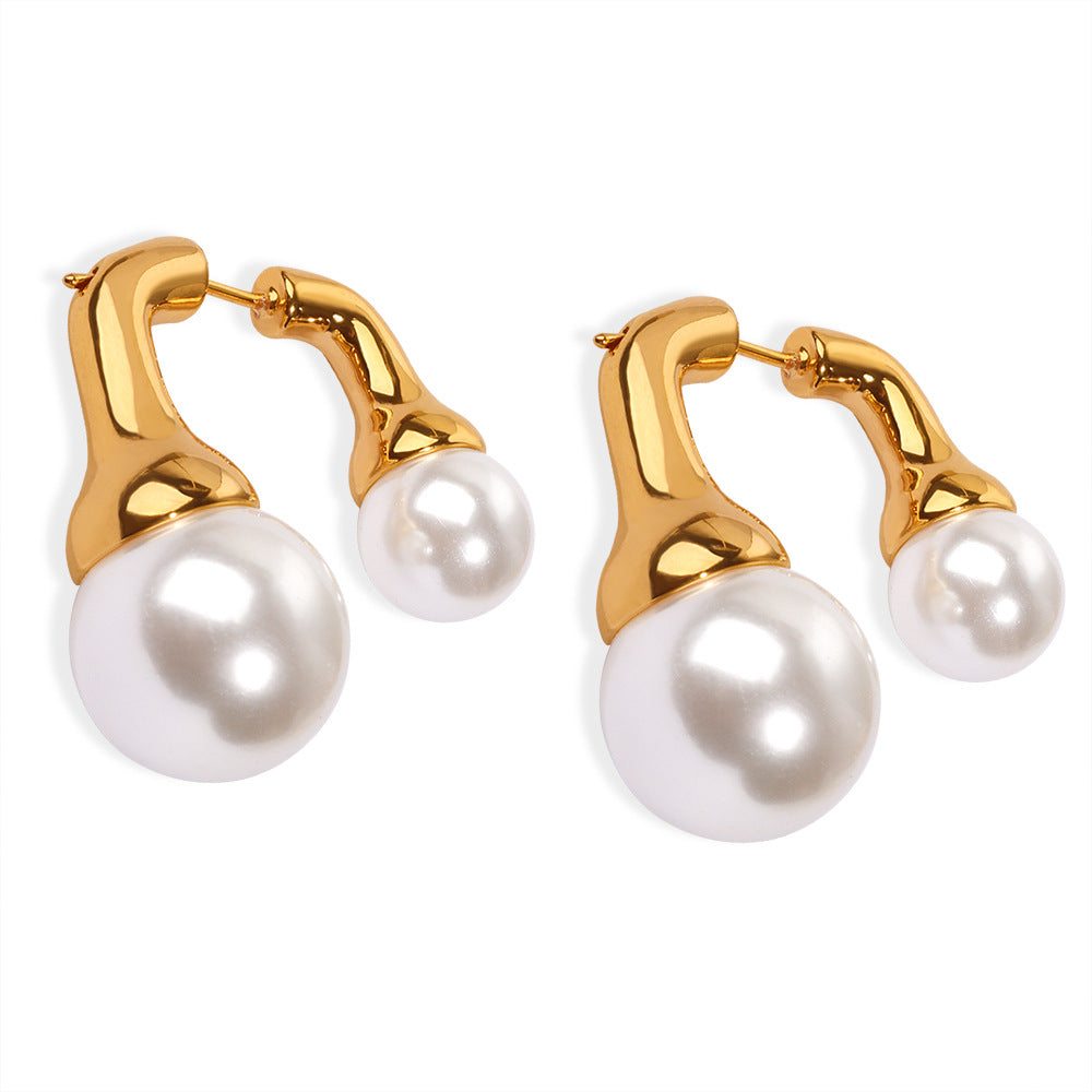 Front and Back Pearl Stud Earrings