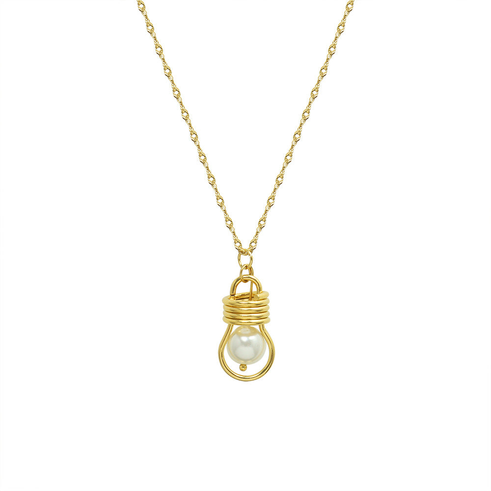 Creative Pearl Bulb Pendant Necklace