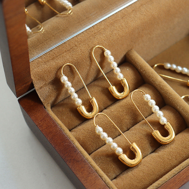 Pearl Paperclip Earrings