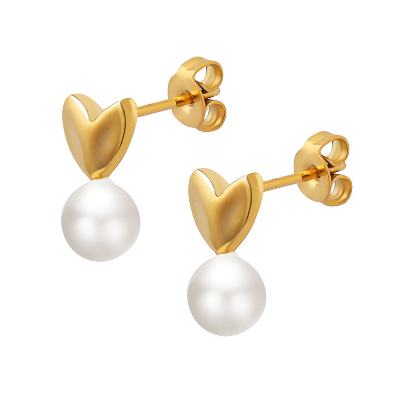 Elegant Love Heart Pearl Earrings