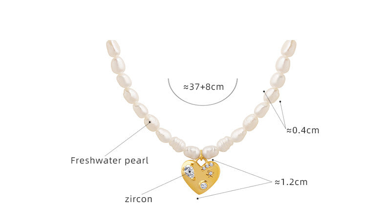 Freshwater Pearl Necklace With Heart Pendant