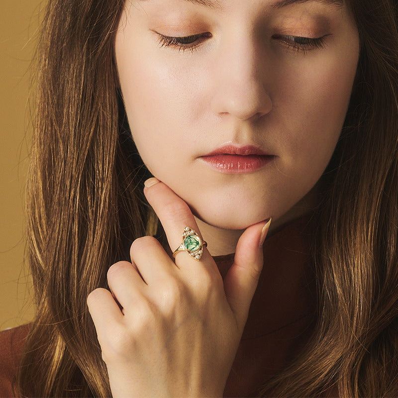 Pearl and Moss Agate Ring