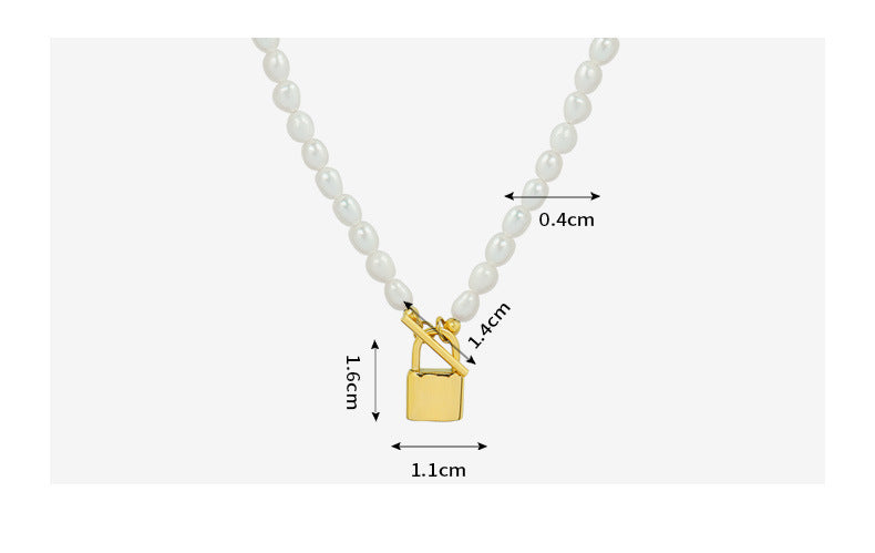 OT Clasp Lock Pendant Freshwater Pearl Necklace