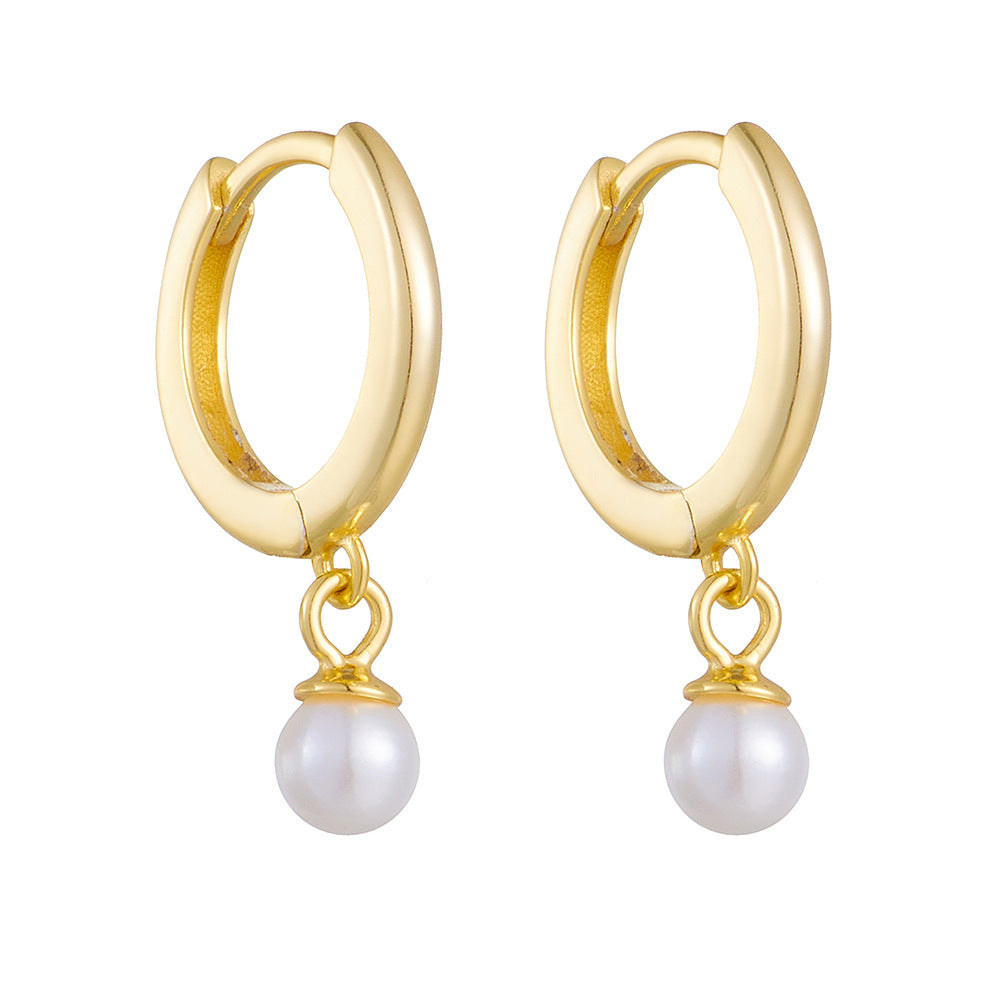 Clip On Small Pearl Dangle Earrings