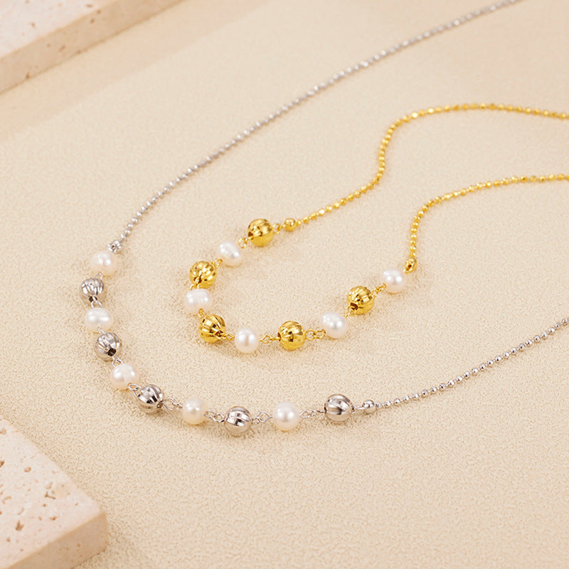 Pullable Smile Baroque Pearl Pendant Necklace