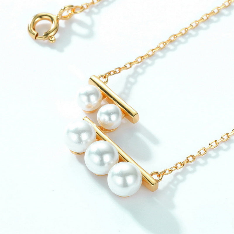 Balance Beam Pearl Pendant Necklace